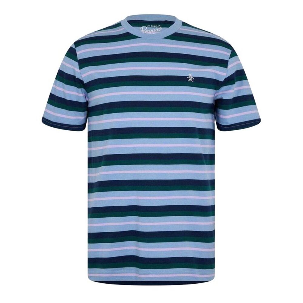 Original Penguin Mens 4 Stripes T-Shirt / Faded Denim